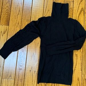 Ann Taylor Puff Sleeve Cotton Turtleneck